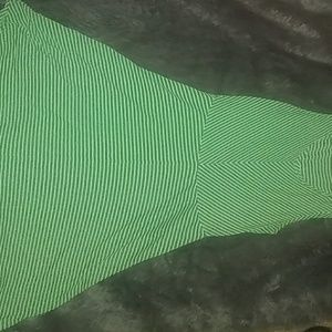 Green and white stripe dress